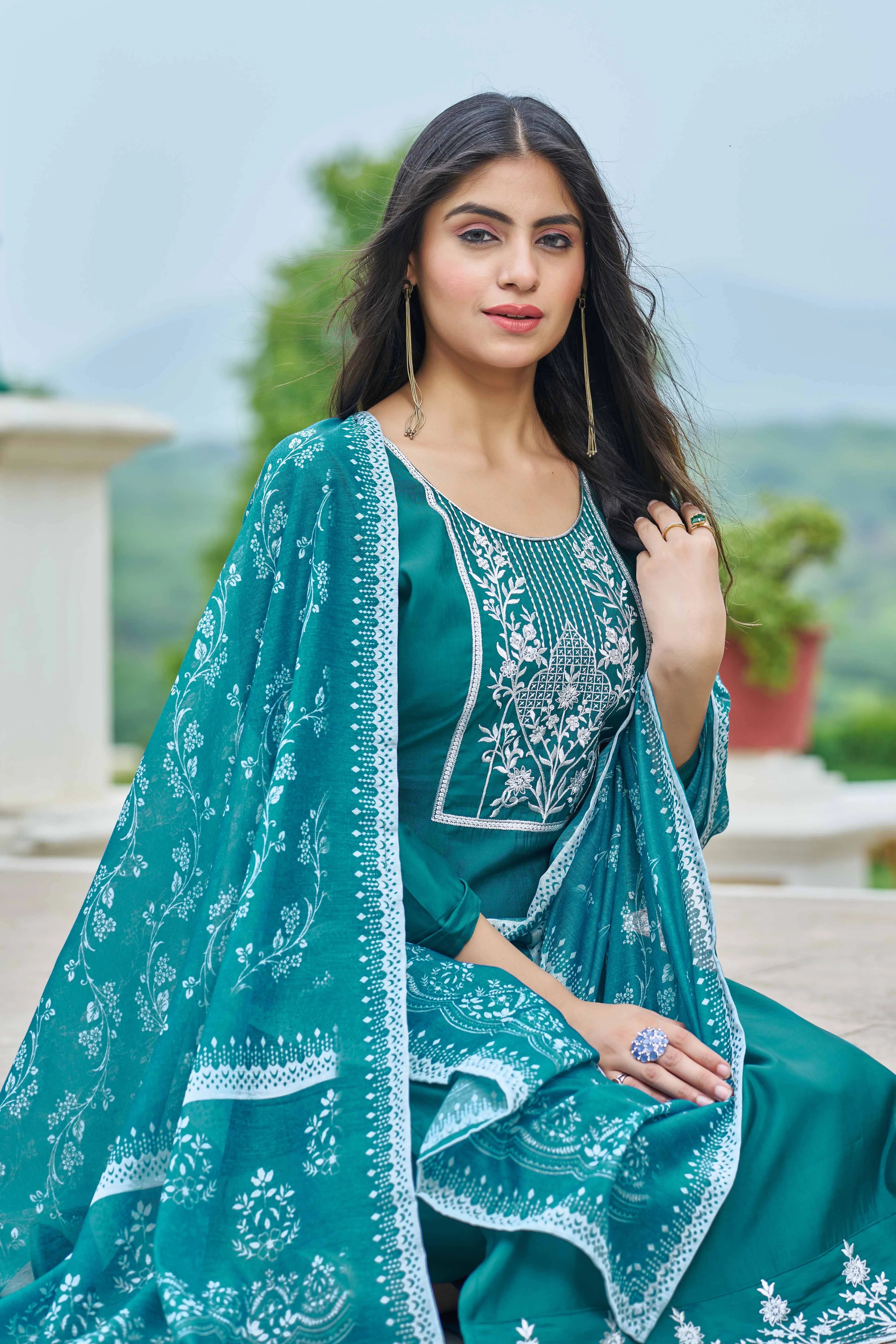 Embroidery Royal Silk Suit