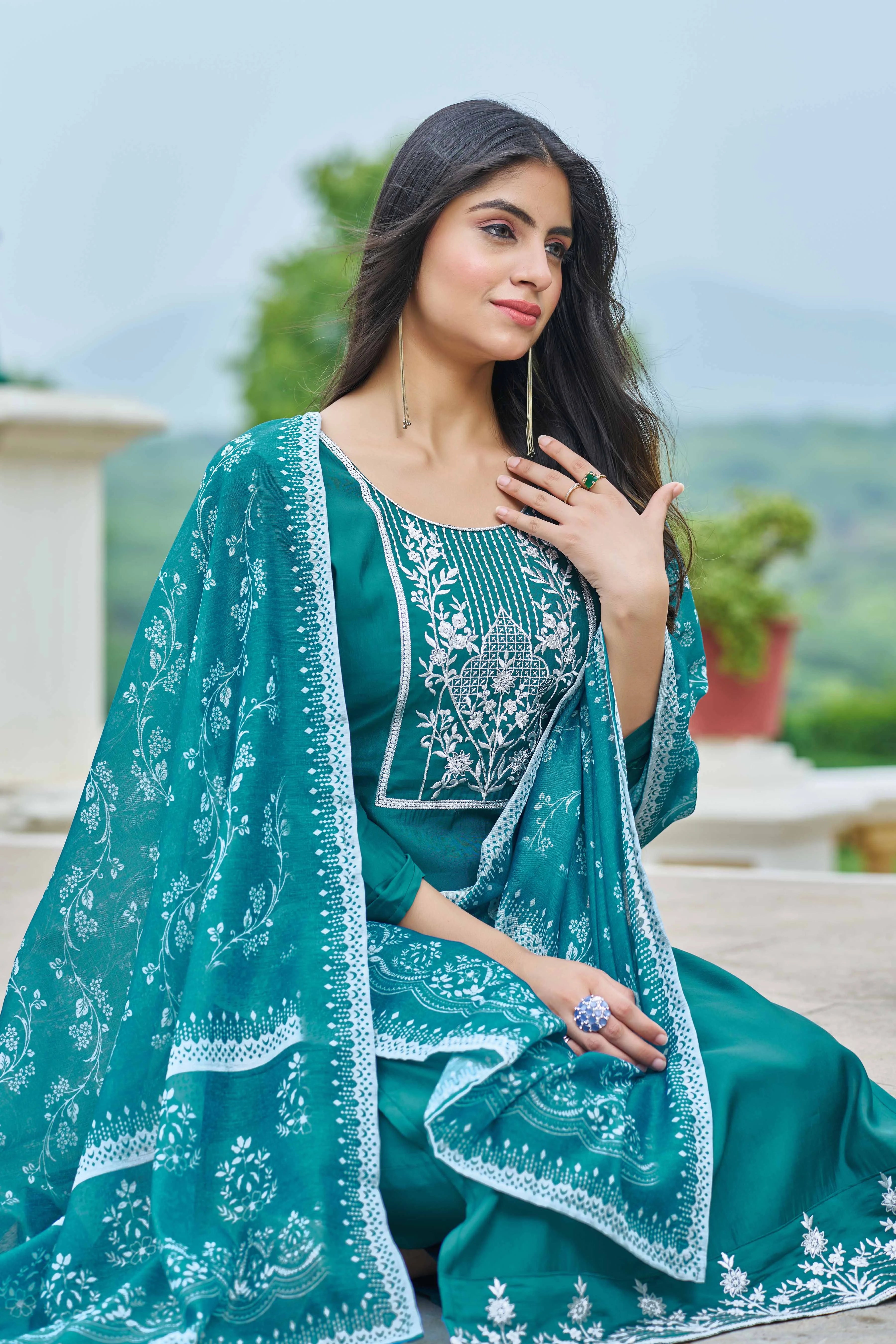 Embroidery Royal Silk Suit