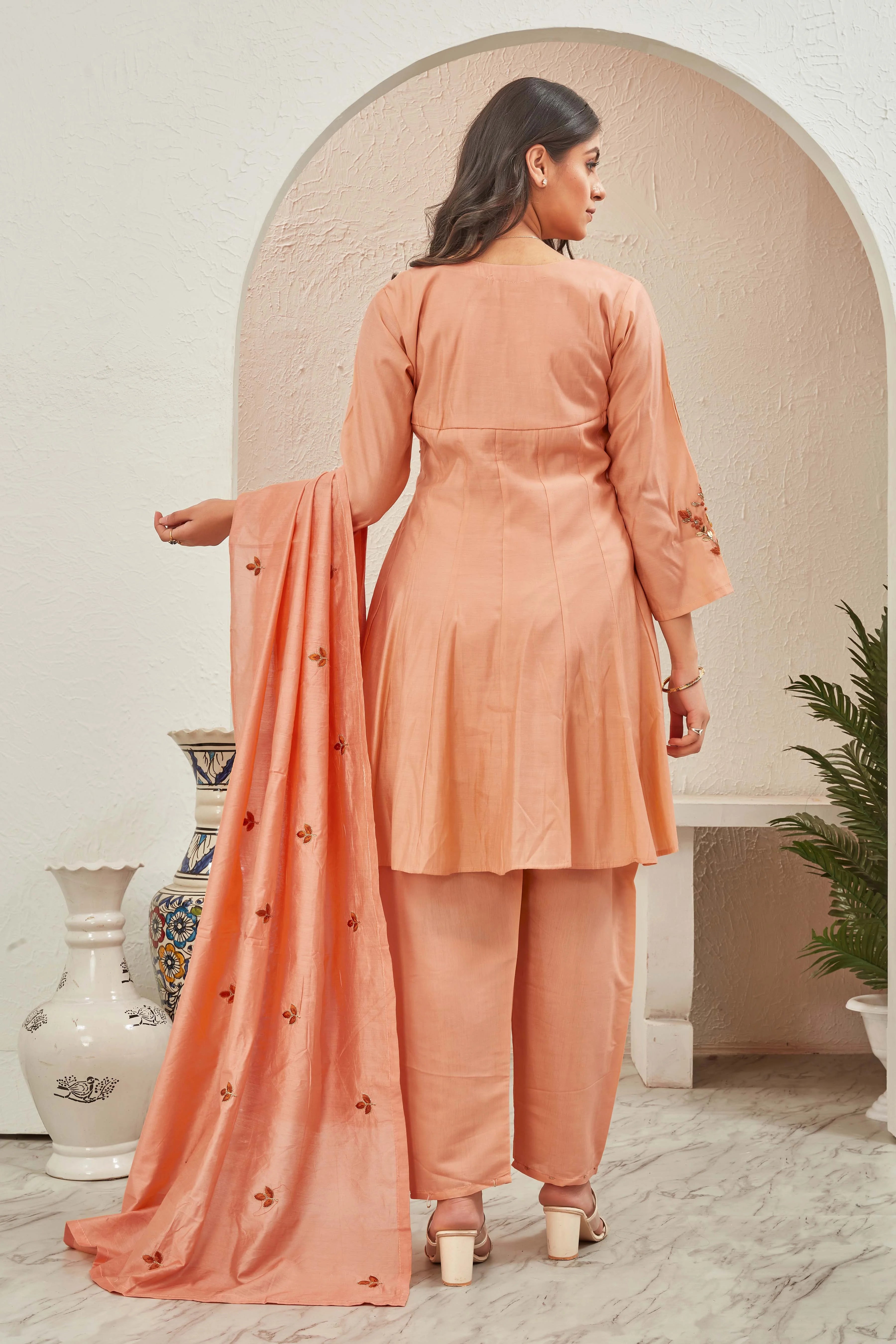 Saffron Hand Embroidered Suit