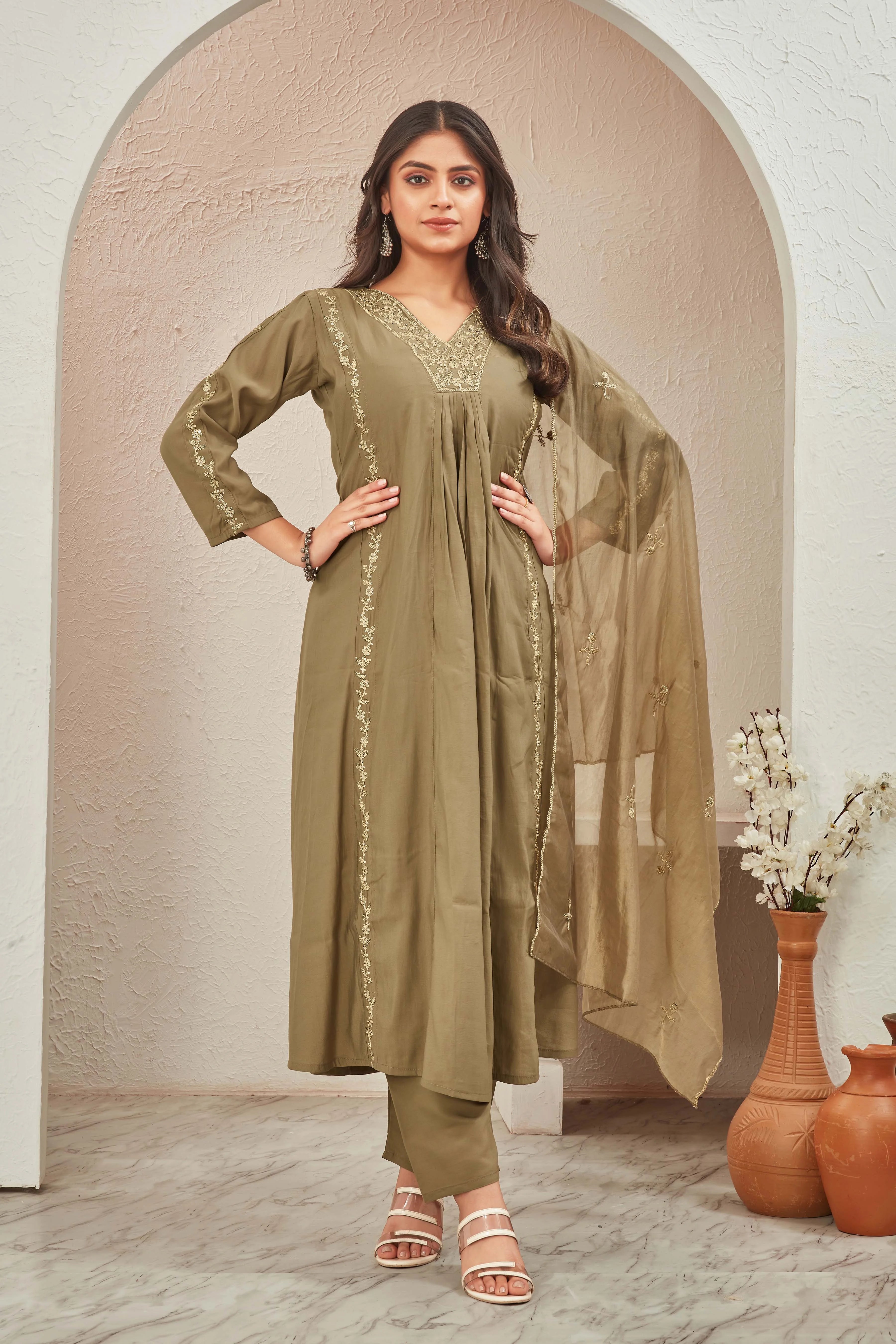 Mehndi Green Salwar Suit - Twins Lady