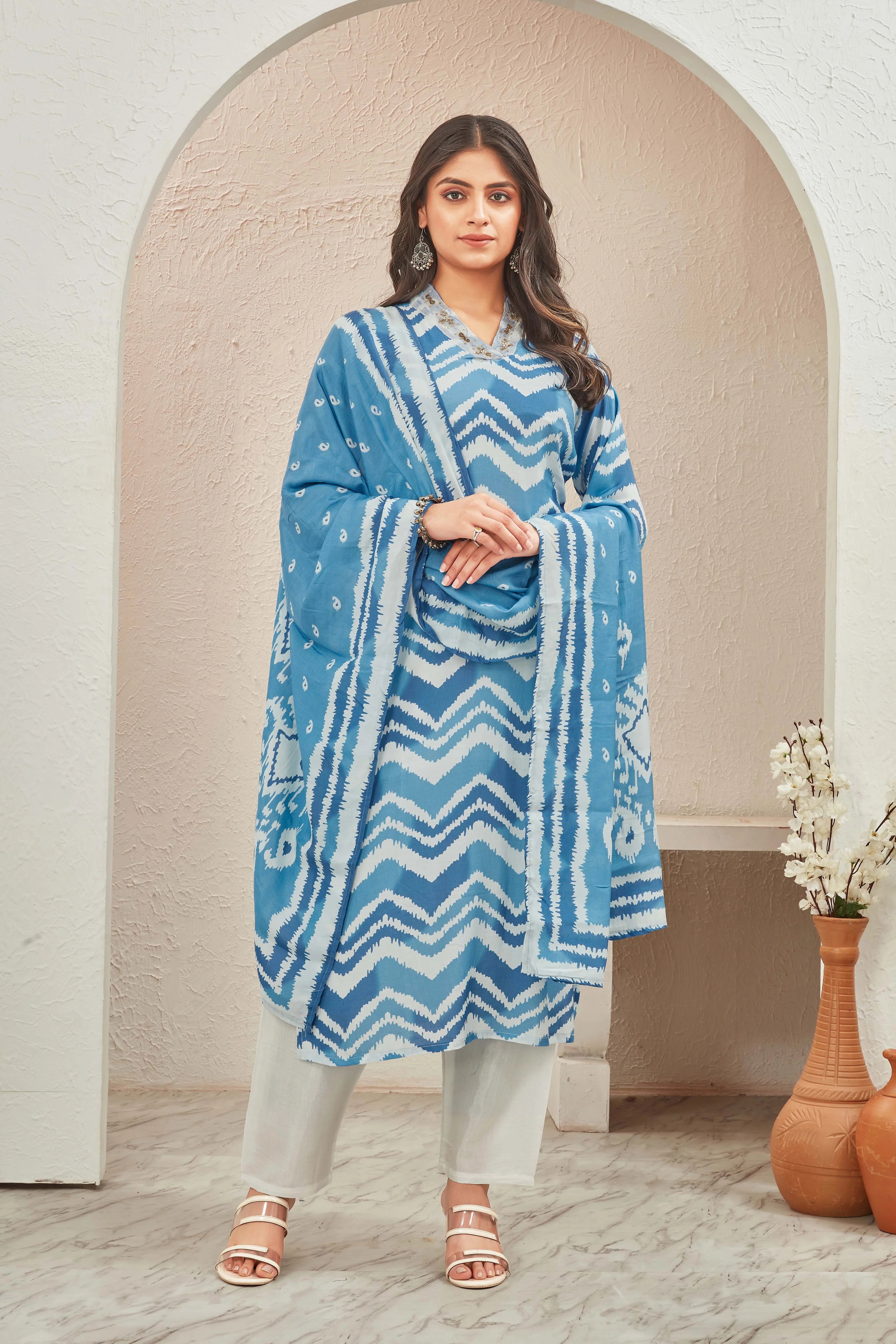 Muslin Blue Suit Set