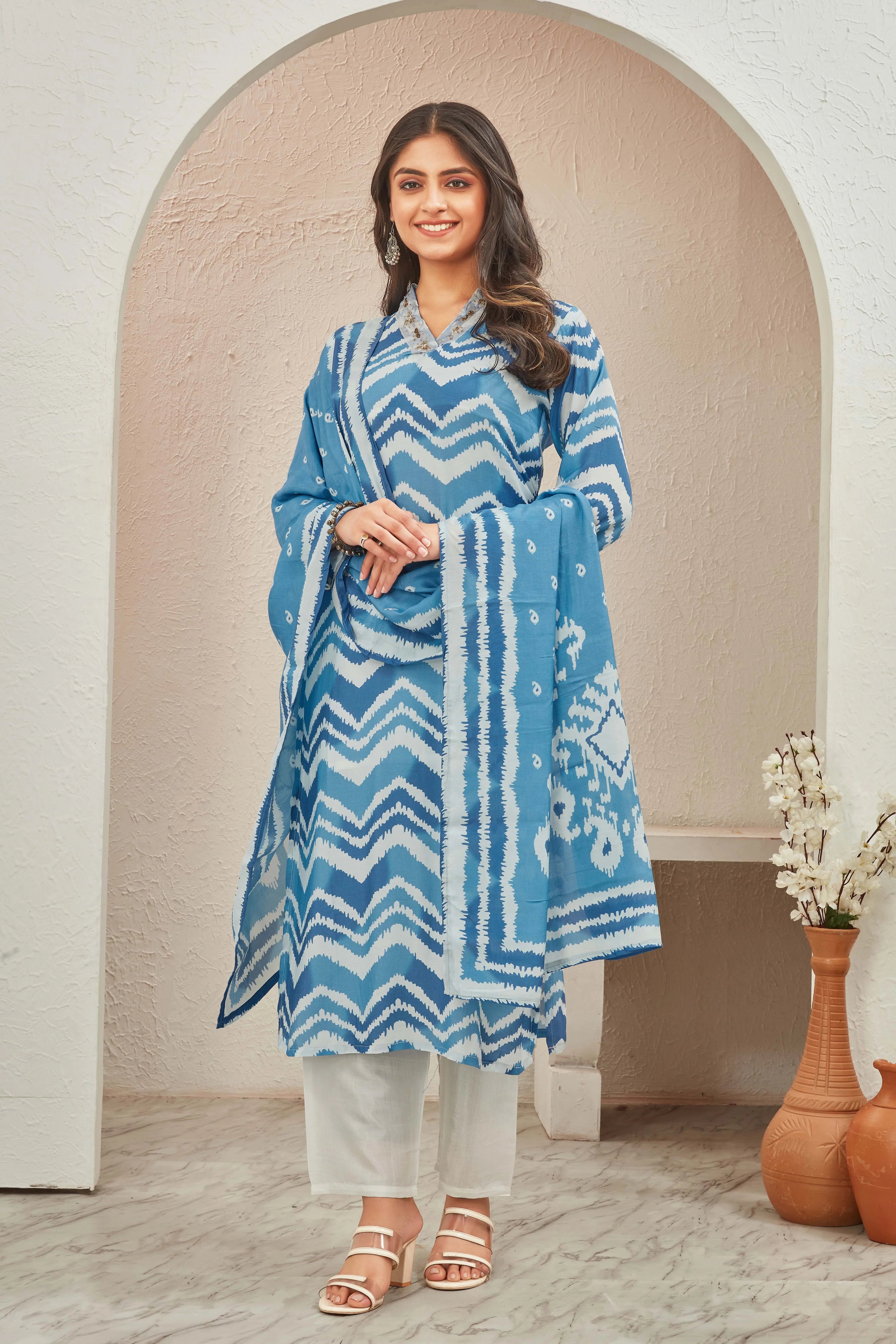 Muslin Blue Suit Set