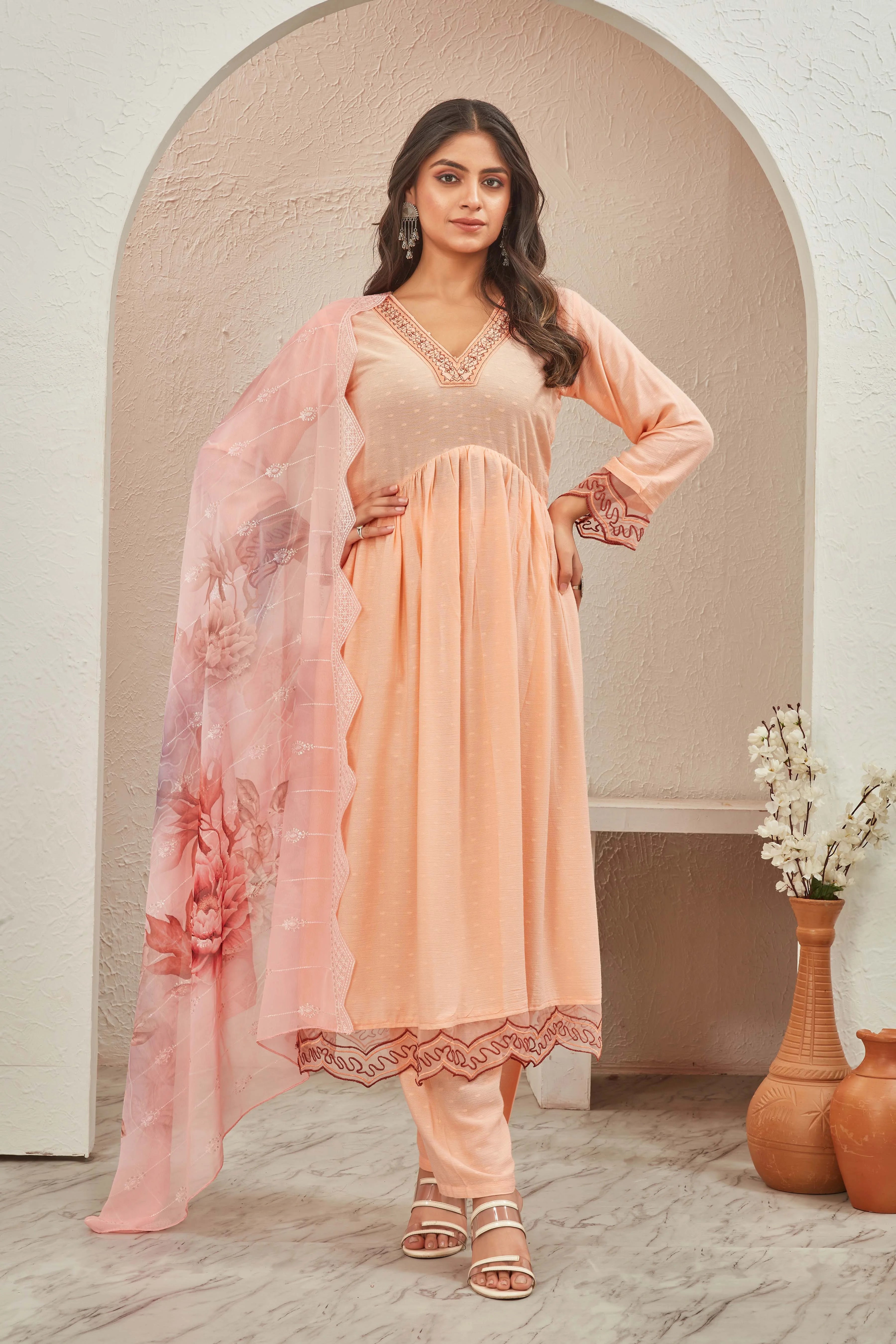 Light Peach Anarkali Suit