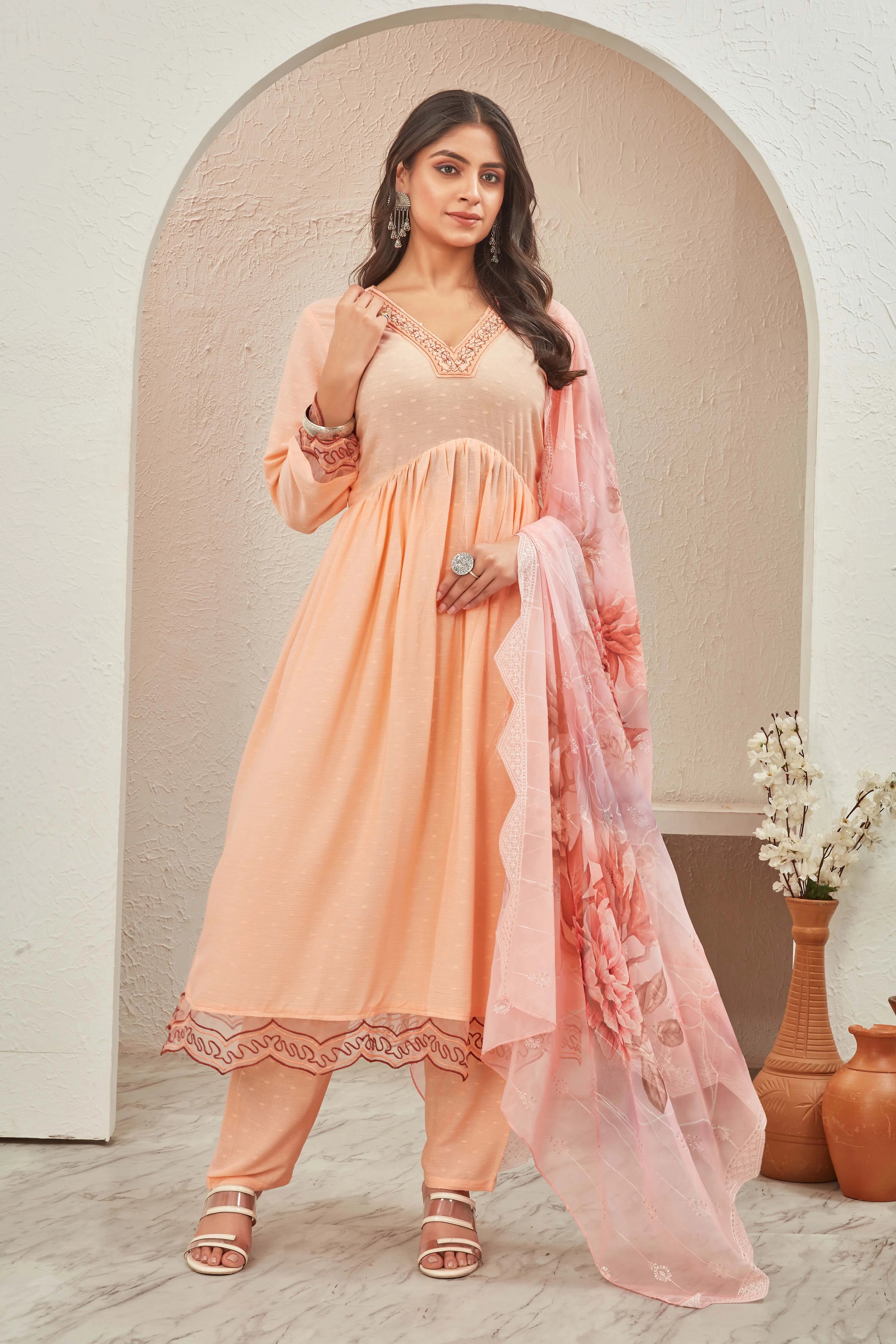 Light Peach Anarkali Suit