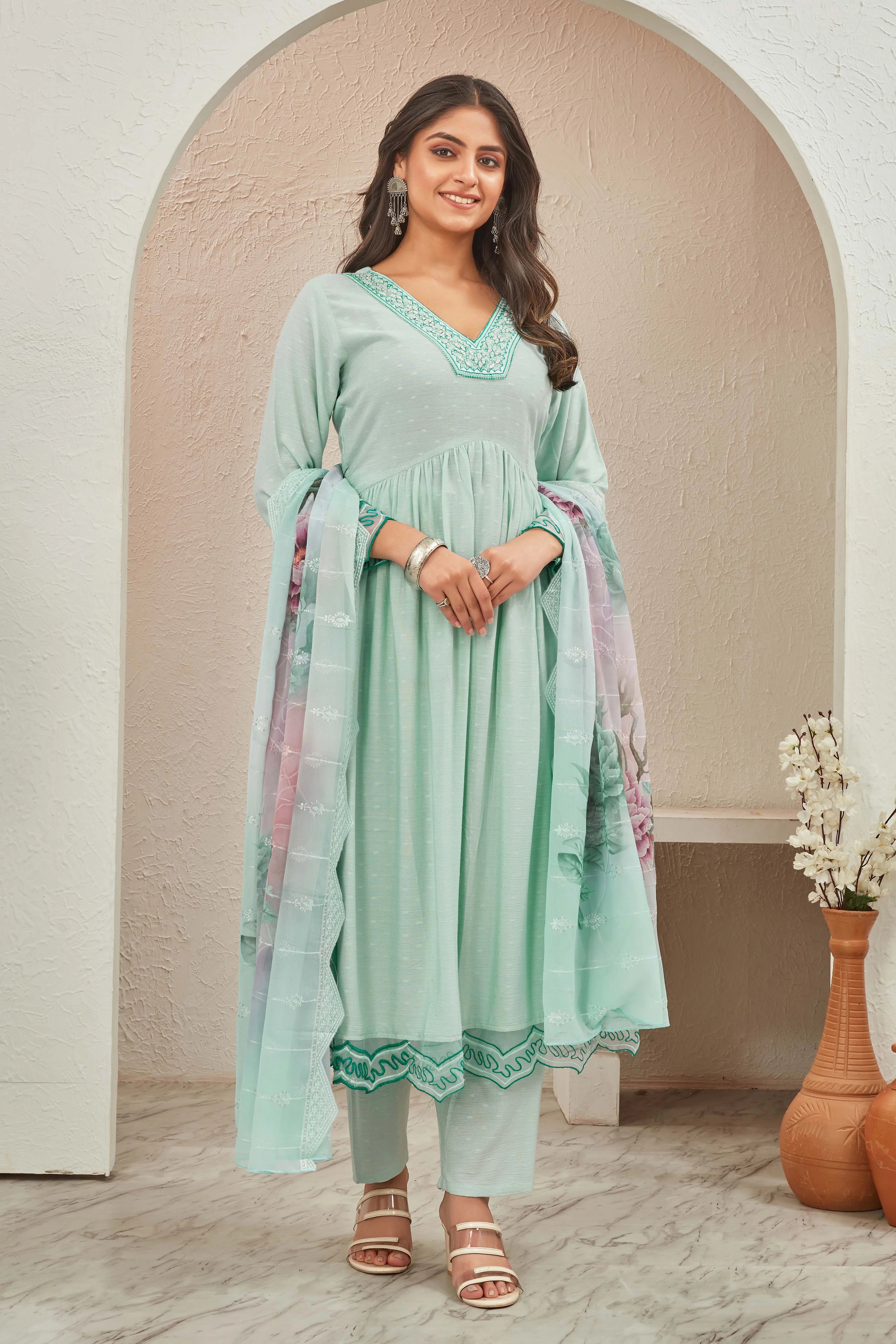 Sea Green Anarkali Suit - Twins Lady