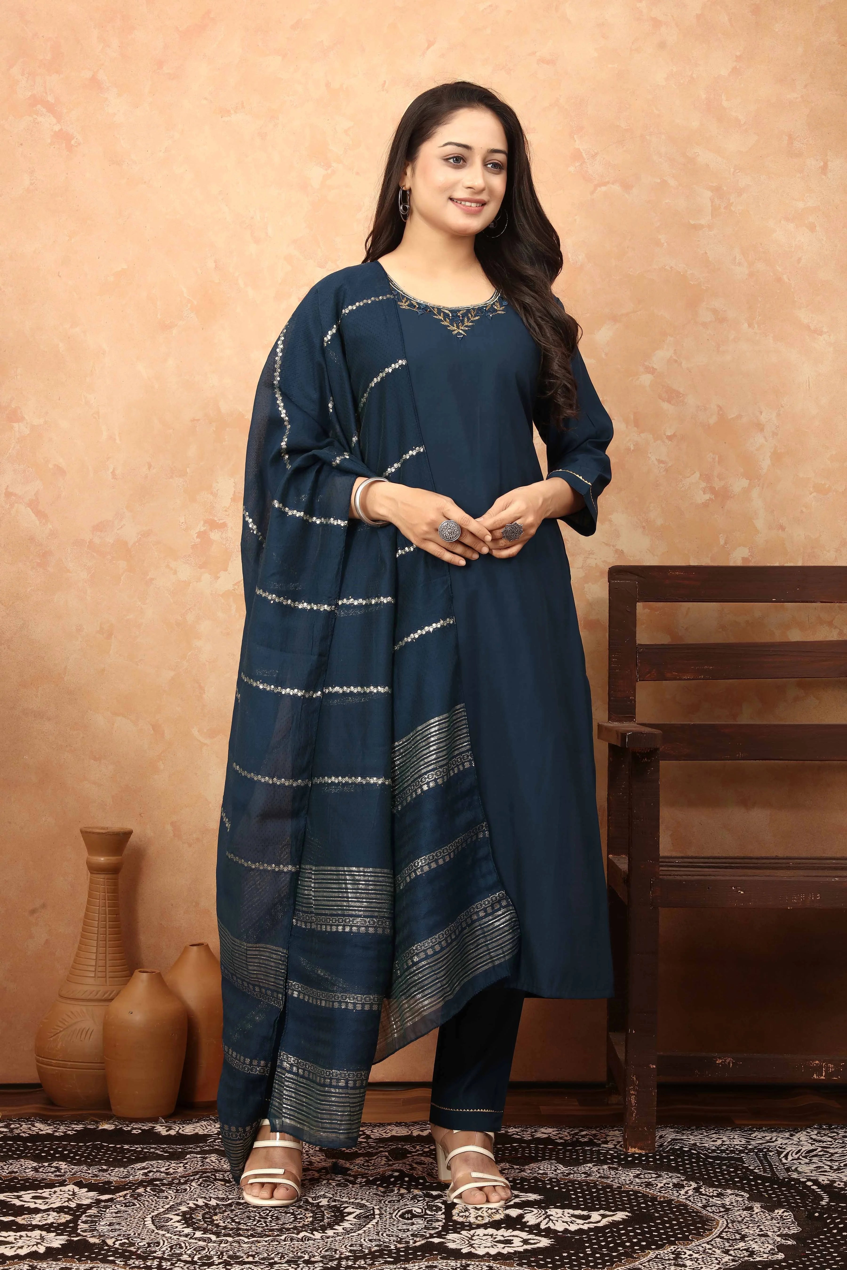 Ayuda Silk Navy Blue - Twins Lady