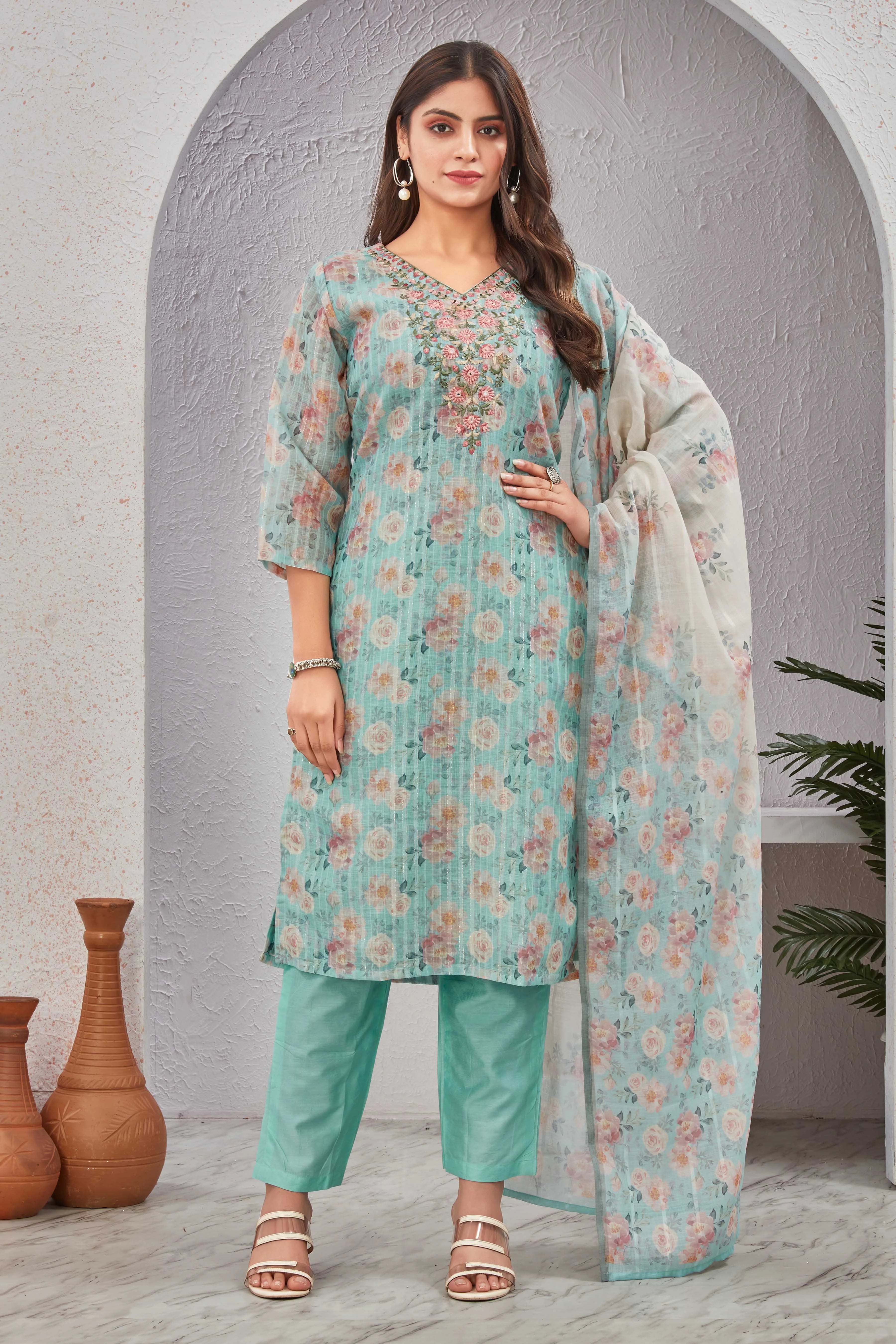 Sea Green Blossom Suit Set - Twins Lady