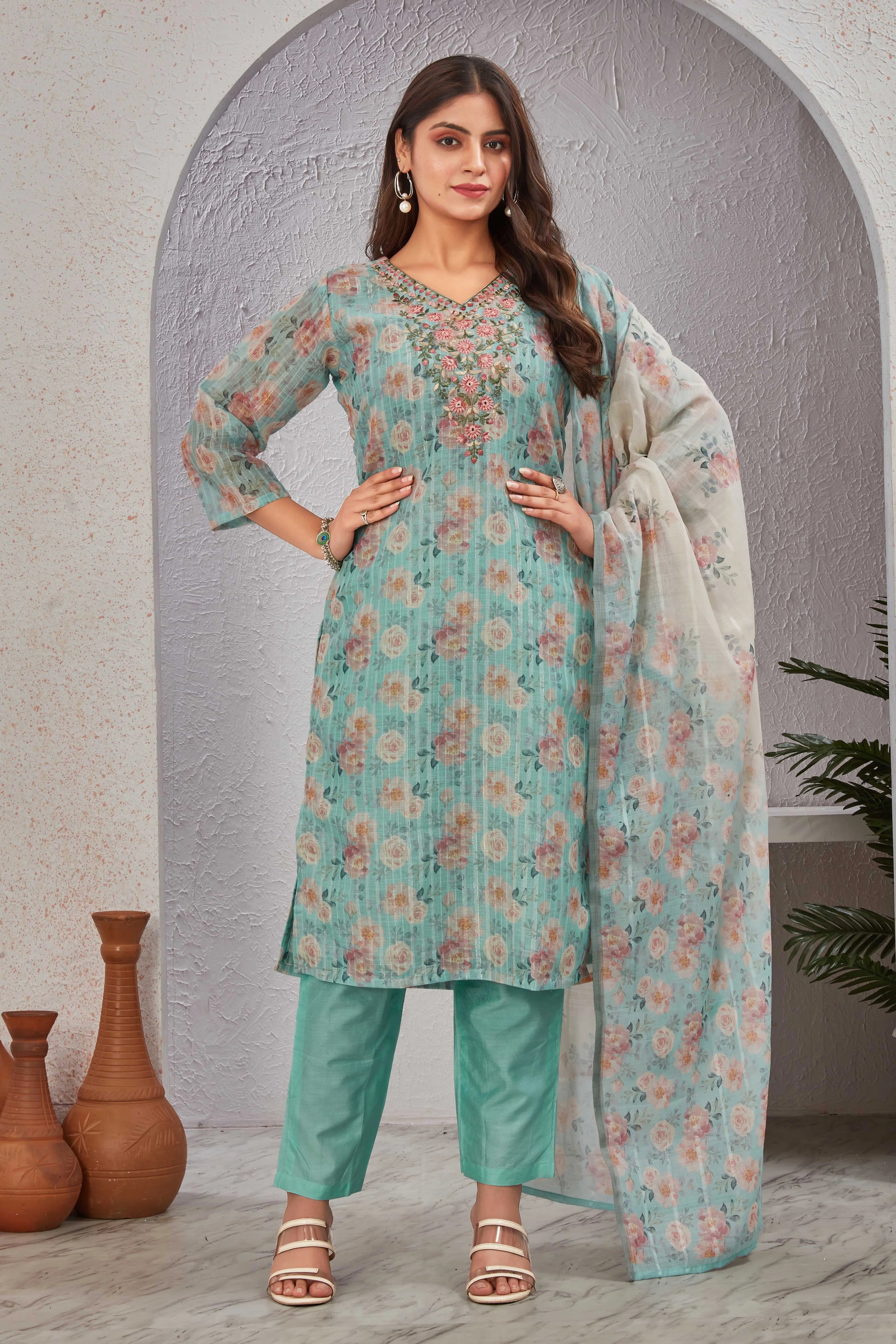 Sea Green Blossom Suit Set