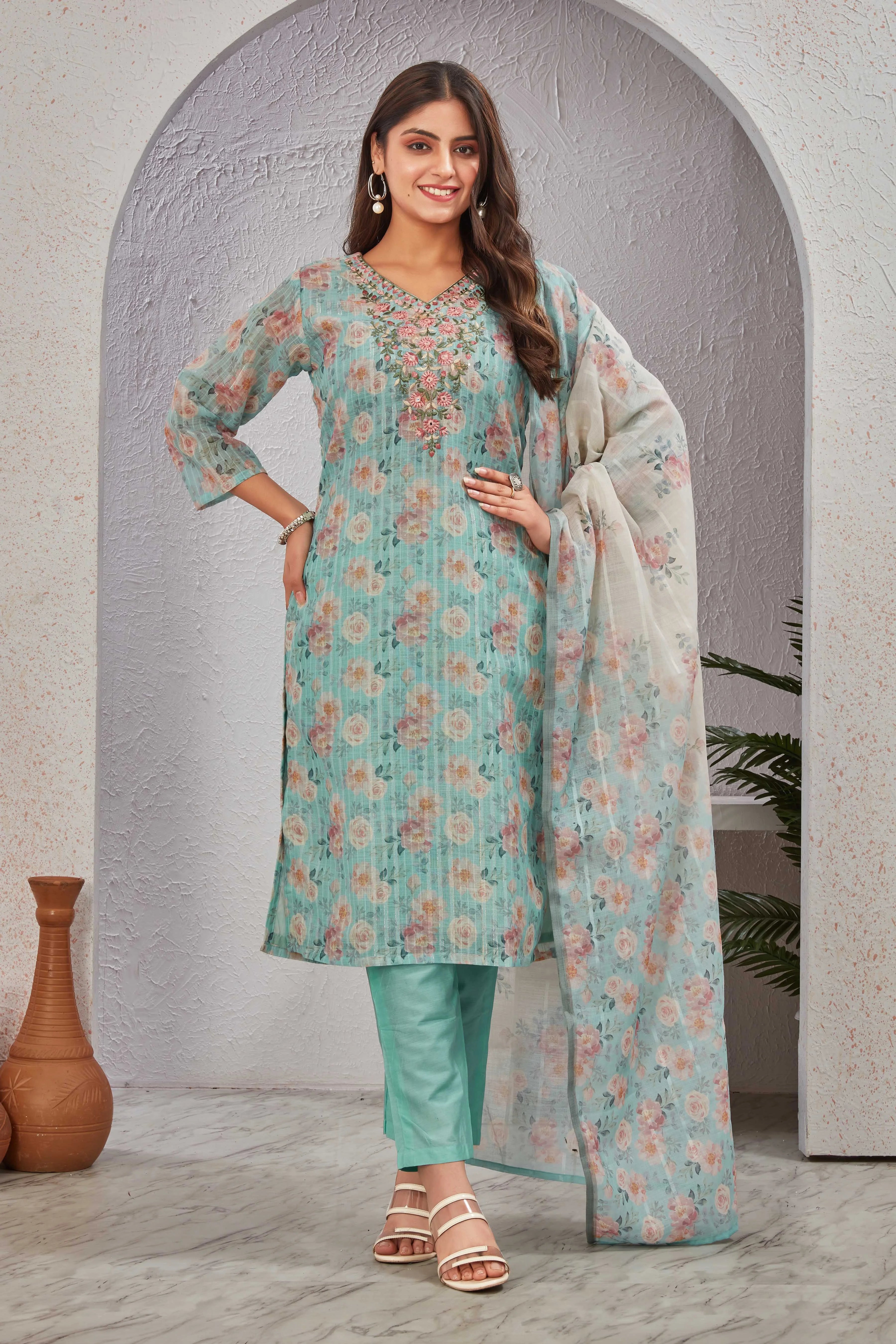 Sea Green Blossom Suit Set