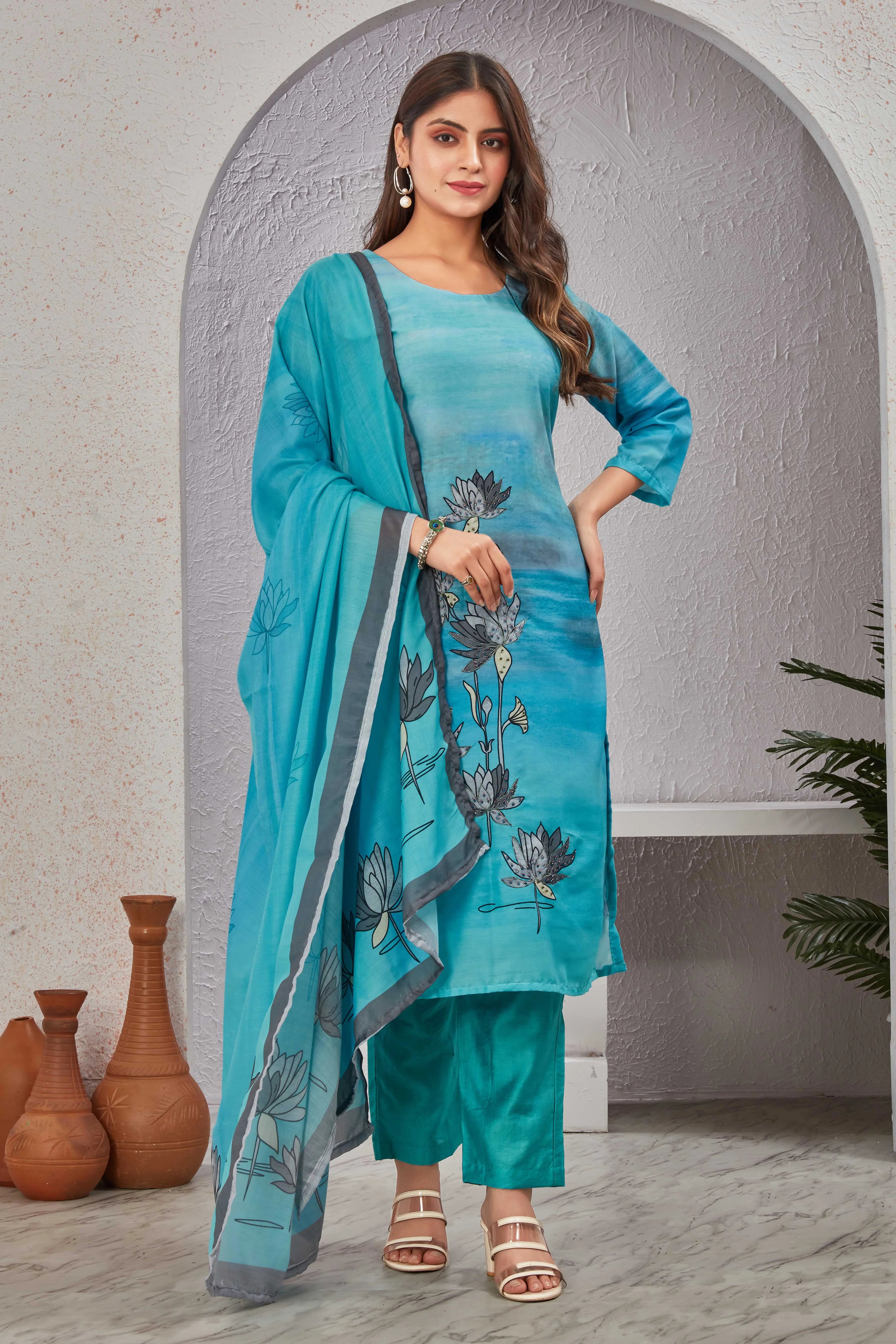 Radiant Sky Blue Suit Set - Twins Lady